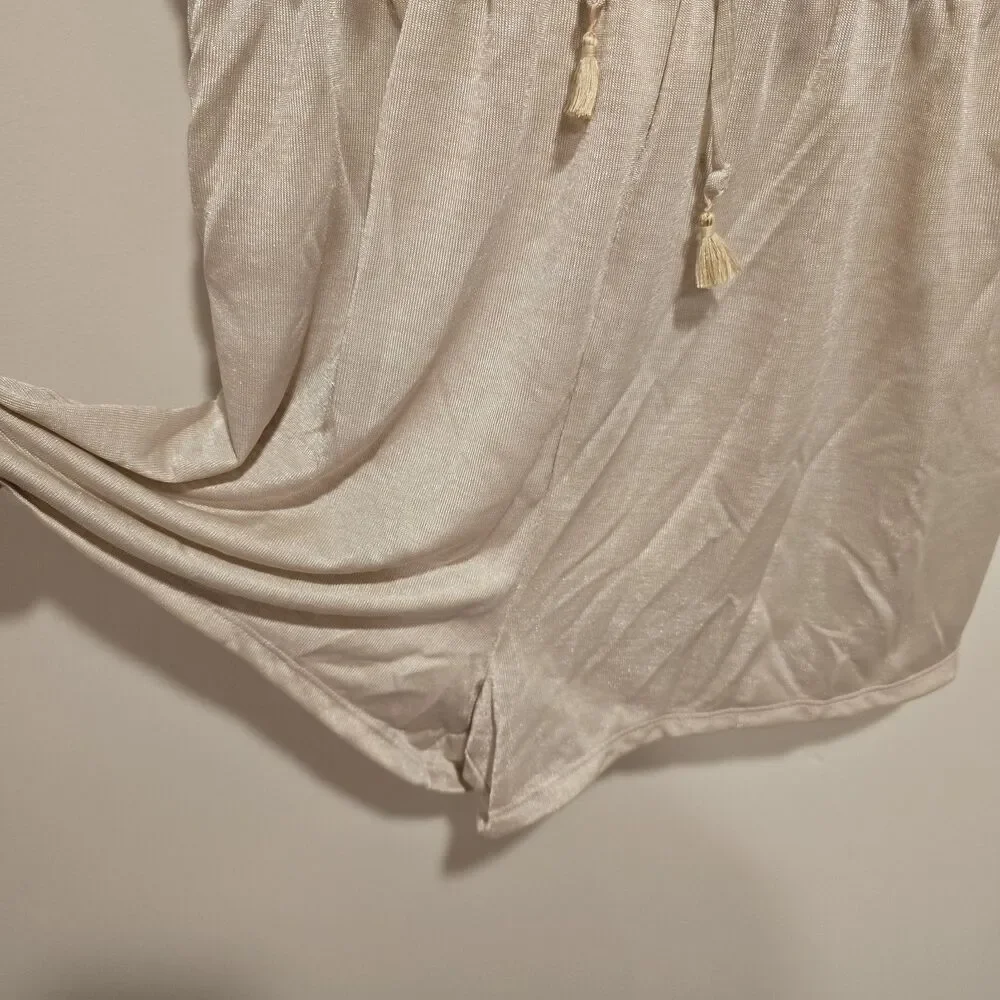 Victorias Secret Romper Medium Womens Beige Drawstring Shimmer Intimates Coverup